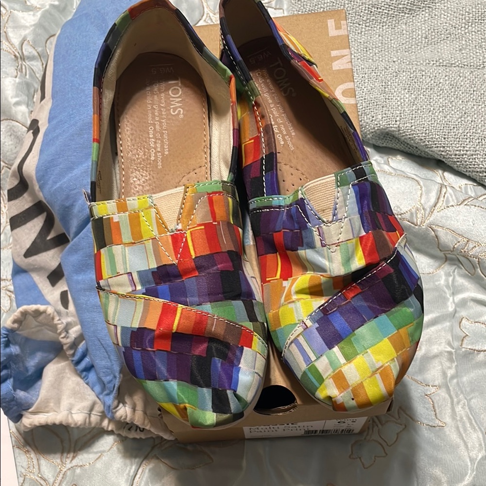 TOMS Multicolor Patchwork Slip-Ons